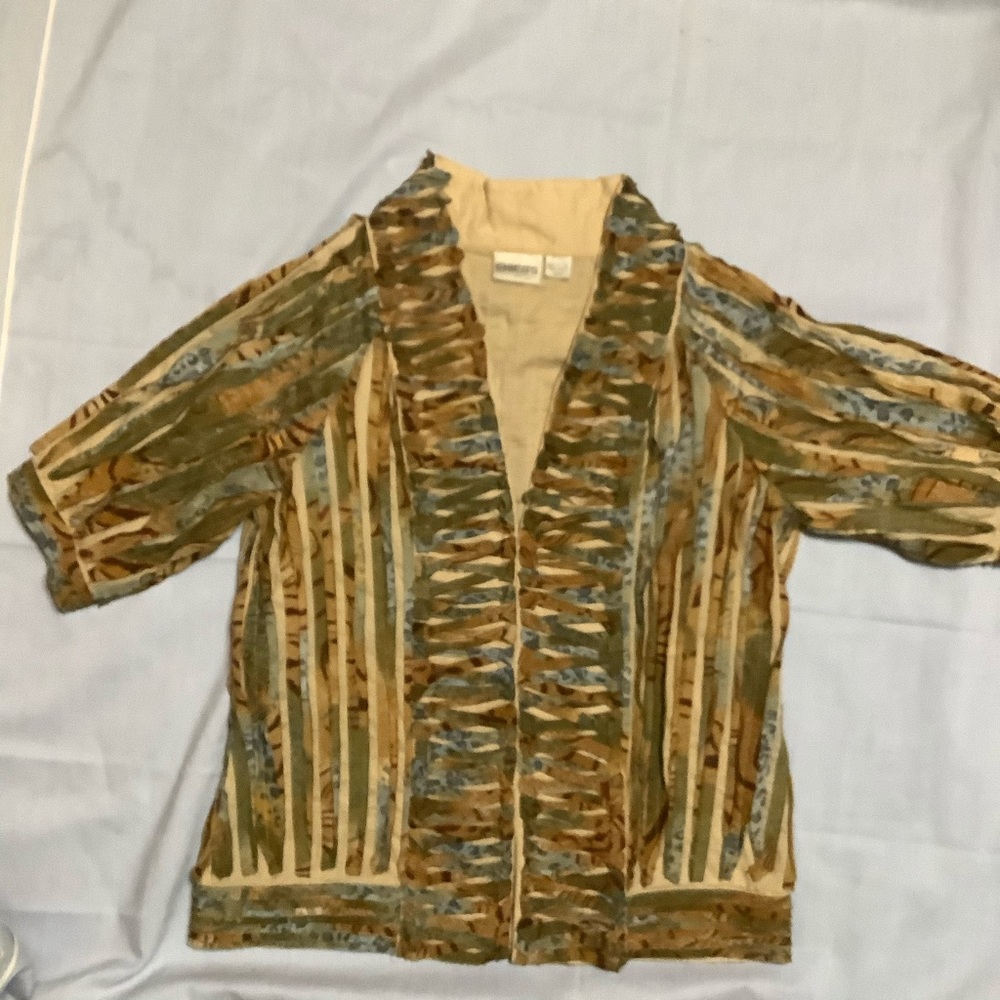 Chico’s short sleeve Boho striped rag jacket
